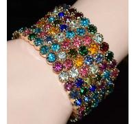 1 pièce Bracelet élégant de femme mode polyvalent de luxe avec décoration de cristaux étincelants, un cadeau raffiné L,M,Taille Unique,H,A,B,C,D,E,F,G,I,J,K,Un code BAlliage de zinc