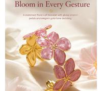 1 pièce Bracelet en acier inoxydable élégant et romantique décoré d'émail multicolore en forme de Plumeria, convient pour la vie quotidienne, les vacances, les fêtes, le thé de l'après-midi, les dîner