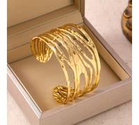 1 pièce Bracelet géométrique à vague architecturale, bracelet ajustable plaqué or pour femmes, bijoux de déclaration hypoallergénique et anti-décoloration, bijoux brutalistes, cadeau toutes saisons du