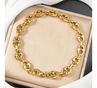 1 pièce Bracelet grain de café en acier inoxydable plaqué or 18 carats, style de rue hip-hop, convient pour le port quotidien des hommes, les fêtes, les scènes, les festivals de musique Taille UniqueA