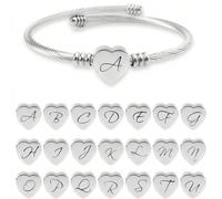 1 pièce Bracelet initial pour fille Bracelet avec lettre capitale en forme de cœur Bracelet ajustable avec lettre de l'alphabet en forme de cœur Bijoux cadeaux pour fille A,C,B,E,D,G,F,I,H,K,J,M,L,O,N