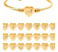 1 pièce Bracelet jonc en acier inoxydable avec monogramme de 26 lettres pour enfants, cadeau surprise A,B,C,D,E,F,G,H,I,J,K,L,M,N,O,P,Q,R,S,T,U,V,W,X,Y,Z,5 pièces lettre A,5 pièces lettre C,5 pièces l