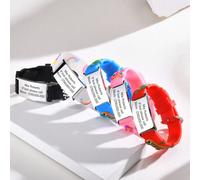 1 pièce Bracelet/Jonc en acier inoxydable et silicone avec motif mignon gravé au laser avec nom personnalisé, longueur 13-16,5 cm, bracelet d'identification médicale rouge, nom personnalisé, convient 