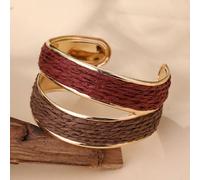 1 pièce Bracelet jonc ouvert de style bohème bicolore, fait main avec un design complexe et texturé. Convient pour les voyages, les vacances, les fêtes, le thé de l'après-midi, les festivals de musiqu