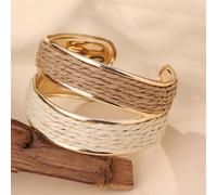 1 pièce Bracelet jonc ouvert de style bohème bicolore, fait main, exquis et texturé, convient pour les voyages, les vacances, les fêtes, le thé de l'après-midi, les festivals de musique et le port quo