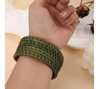 1 pièce Bracelet jonc surdimensionné à rayures exagérées en rotin fait main, réglable. Convient pour les vacances, les fêtes, le marché, le thé de l'après-midi et le port quotidien Taille UniqueRotin