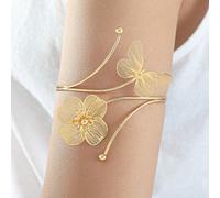 1 pièce Bracelet manchette ajustable ouvert avec design creux de fleur papillon, manchette élégante de haute qualité personnalisée et exagérée Taille UniqueAlliage de zinc