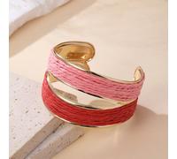 1 pièce Bracelet manchette ouvert bicolore de style bohème tissé à la main original pour femmes, design croisé ouvert, exquis et texturé, convient pour les voyages, les vacances, les fêtes, le thé de 