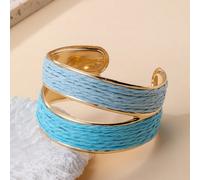 1 pièce Bracelet manchette ouvert bicolore de style bohème tissé à la main original pour femmes, design croisé ouvert, exquis et texturé, convient pour les voyages, les vacances, les fêtes, le thé de 