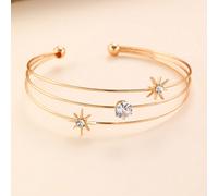 1 pièce Bracelet manchette ouvert étoile dorée à huit branches minimaliste et à la mode pour femmes, port quotidien, rendez-vous, Saint-Valentin, cadeau pour la Fête des Mères Taille UniqueFer
