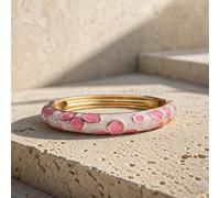 1 pièce Bracelet ouvert en émail rose de la série romantique plaqué or pour femmes, accessoire polyvalent pour la plage en été, convient pour le port quotidien/cadeau Alliage de zinc