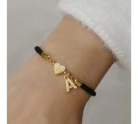 1 pièce Bracelet réglable à cordon avec lettre de l'alphabet en forme de cœur pour femmes L,M,S,H,A,T,O,X,B,C,D,E,F,G,I,J,K,N,P,Q,R,U,V,W,Y,ZAcier inoxydable