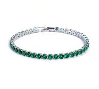 1 pièce Bracelet Simple Et Élégant Vert Cuivre Zircone Cubique Rond tennis Adapté Pour Homme Et Femme Port Quotidien 17cm,19cmCuivre