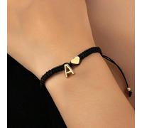 1 Pièce Bracelet Tressé En Forme De Cœur Avec Cordon De Cire Réglable A-z 26 Lettres, Accessoire De Style Simple lettre E,lettre u,lettre V,lettre W,lettre Y,lettre Z,Lettre a,la lettre B,lettre C,let