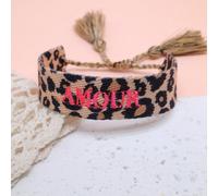1 pièce Bracelet vintage fait main brodé du mot français "AMOUR", style créatif. Convient pour les couples, cadeaux de vacances, cordon de bénédiction Taille UniquePolyester