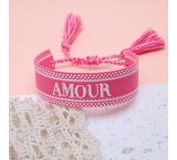 1 pièce Bracelet vintage fait main brodé du mot français "AMOUR", style créatif. Convient pour les couples, cadeaux de vacances, cordon de bénédiction Taille UniquePolyester