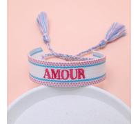 1 pièce Bracelet vintage fait main brodé du mot français "AMOUR", style créatif. Convient pour les couples, cadeaux de vacances, cordon de bénédiction Taille UniquePolyester