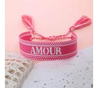 1 pièce Bracelet vintage fait main brodé du mot français "AMOUR", style tissé créatif. Convient pour les couples, cadeau de vacances, cordon de bénédiction Taille UniquePolyester