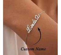 1 pièce Bracelets personnalisés avec nom pour femmes, style artistique personnalisé avec police de caractères, bracelet avec nom pour femmes et filles, bijoux en acier inoxydable couleur or, bracelet