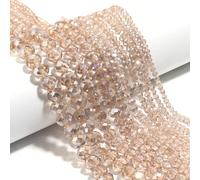 1 pièce Brin de perles plates en cristal couleur AB à facettes couleur champagne, en forme de boulier, tailles multiples : 3/4/6/8/10 mm, à la mode, colorées, décontractées, polyvalentes, faites à la 