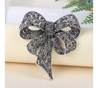 1 pièce Broche vintage élégante remplie de strass, grand nœud papillon noir pour le gilet ou le costume des femmes. Idéal pour la Saint-Valentin, la Mère, la Fête des Mères, comme cadeau Taille Unique