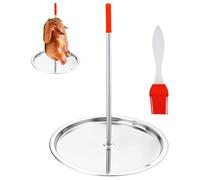 1 Pièce Brochette verticale de cuisson avec Brosse à huile en Silicone,Brochettes Verticales en Acier Inoxydable,Support de rôtissage vertical,Pour Camping Et Pique