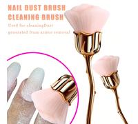 1 pièce Brosse à ongles en forme de rose, brosse à poudre pour les ongles, le maquillage, la base, le blush, le nettoyage et la coupe, brosse à ongles multifonctionnelle en forme de rose - brosse de n