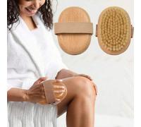 1 pièce Brosse de corps sèche de grande taille, brosse de bain exfoliante en bois à poils doux antidérapants, exfoliateur à double usage sec et humide, grattoir de corps nettoyant en profondeur (la co