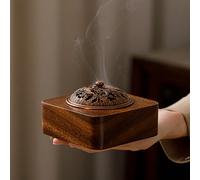 1 pièce Brûle-encens carré en bois avec couvercle dragon et phénix, couvercle rayé, plusieurs styles disponibles, brûle-encens pour cérémonie du thé zen, décoration intérieure en bois de style chinois