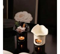 1 pièce Brûleur d'aromathérapie en céramique rétro créatif, lampe à parfum SPA, diffuseur d'huiles essentielles et chauffe-bougie pour salon de yoga, salle de thé et encens noir,Blancporcelaine