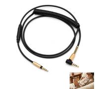 1 Pièce Câble Audio de Remplacement 3,5mm, Câble audio de rechange pour casque Marshall Major I II III Mid Bluetooth Monitor, Jack Mâle vers Mâle avec Micro Télécommande Contrôle Volume Spirale Noir