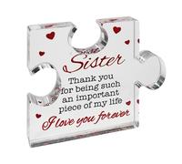 1 pièce cadeau de sœur, ornement de puzzle acrylique, ornement de bureau, design créatif personnalisé, convient comme cadeau d'anniversaire pour la meilleure sœur