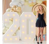 1 pièce Cadre de ballon lumineux géant avec numéro, Cadre de ballon lumineux de 91,5 cm, Panneau KT 3D lumineux, Parfait pour l'anniversaire, l'anniversaire, la remise des diplômes, la fête des lettre