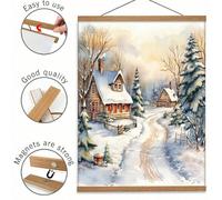 1 pièce Cadre de suspension magnétique en bois pour affiche, canevas, photos, impressions, cartes, rouleaux et œuvres d'art sur canevas. Décoration murale et de Noël. 21 cm/8,3 pouces,30cm/11,8 pouces