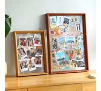1 pièce Cadre en bois double face pouvant être posé sur un bureau ou accroché au mur, équipé d'un panneau acrylique, idéal pour exposer des photos et des spécimens de plantes. Avec une finition en boi