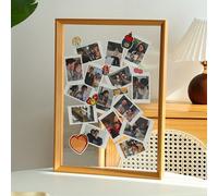 1 pièce Cadre photo en bois double face - peut être posé sur un bureau ou accroché au mur, avec panneau en acrylique, convient pour les photos et les spécimens végétaux - bois naturel et placage de no