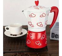 1 pièce Cafetière Moka en forme de cœur, en alliage d'aluminium, rouge et blanc, style italien, convient pour préparer un expresso riche, idéal pour un usage domestique et comme cadeau pour la Saint-V