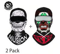 1 pièce Cagoule imprimée de crâne, masque facial complet de protection solaire pour moto, masque de ski élastique anti-UV, tour de cou pour costume d'Halloween, masque fantôme pour le cyclisme homme,S