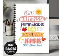 1 pièce Cahier à spirale de professeur de français - Soleil vibrant, cœurs et étoiles, 100 pages, cadeau d'appréciation idéal pour les enseignants femmes et hommes, parfait pour un départ ou une remis