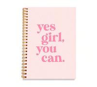 1 pièce Cahier A5 à spirale "Oui fille, tu peux." 5,5x8,3 - Couverture rose avec slogan inspirant, reliure à spirale dorée, parfait pour les notes de campus, les inspirations quotidiennes & le suivi d