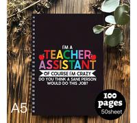1 pièce Cahier de l'assistant de l'enseignant - Conception "Je suis l'assistant de l'enseignant" avec texte coloré et pomme rouge - Cahier à spirale, convient pour les fournitures scolaires et de bure