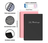 1 pièce Cahier de réunion pour le travail avec des éléments d'action, cahier de planification de projet pour la prise de notes, organisateur de notes et d'ordre du jour de réunion de bureau/affaires p