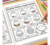 1 pièce Cahier d'exercices de mathématiques de 32 pages pour l'addition et la soustraction dans les limites de 10 et 20, comprenant une droite numérique, des jeux de mots, des exercices d'addition et 