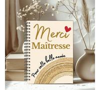 1 pièce Cahier spirale élégant format A5 français "Merci Maîtresse", design doré et beige avec décoration de cœur, convient pour la Fête des Maîtres, la rentrée scolaire, l'université ou l'usage au bu