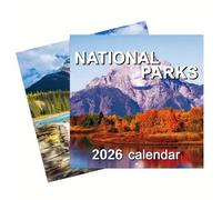 1 pièce Calendrier mural et agenda du parc national 2026 - Conception manuscrite artistique de 12 mois avec des illustrations de paysages d'automne vibrants, décoration murale pour la maison/le bureau