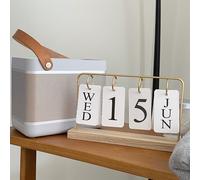 1 pièce Calendrier perpétuel doré créatif en bois, décoration de bureau, nouvel ornement domestique, retour à l'école, fournitures scolaires 27,5*16,5CMFer