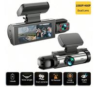 1 pièce Caméra de tableau de bord à double objectif 1080P, convenant pour les voitures, à l'avant et à l'intérieur, avec un écran IPS de 3,16 pouces, caméra DVR de voiture grand angle, design compact,