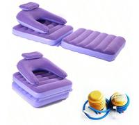 1 pièce Canapé-lit gonflable avec pompe (incluse) - Design moderne, épais et pliable, utilisable dans la chambre et le balcon, couleur violette, avec oreillers et options de relaxation, mobilier gonfl