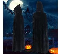 1 pièce Cape à capuche en velours unisexe, cape d'Halloween pleine longueur, 5 couleurs disponibles, 130/150/170cm, costume de sorcière, vampire, sorcier, médiéval gothique, convient pour le bal masqu