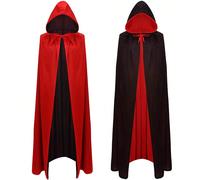 1 pièce Cape à capuche réversible noire & rouge unisexe, cape de vampire double couche, accessoire de style gothique, accessoire photo d'Halloween, costume d'Halloween, décoration d'Halloween, robe de